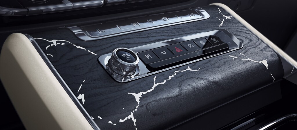 A marble-like feel to resemble the moon in the trim work of a 2027 Lincoln Aviator® Black Label®