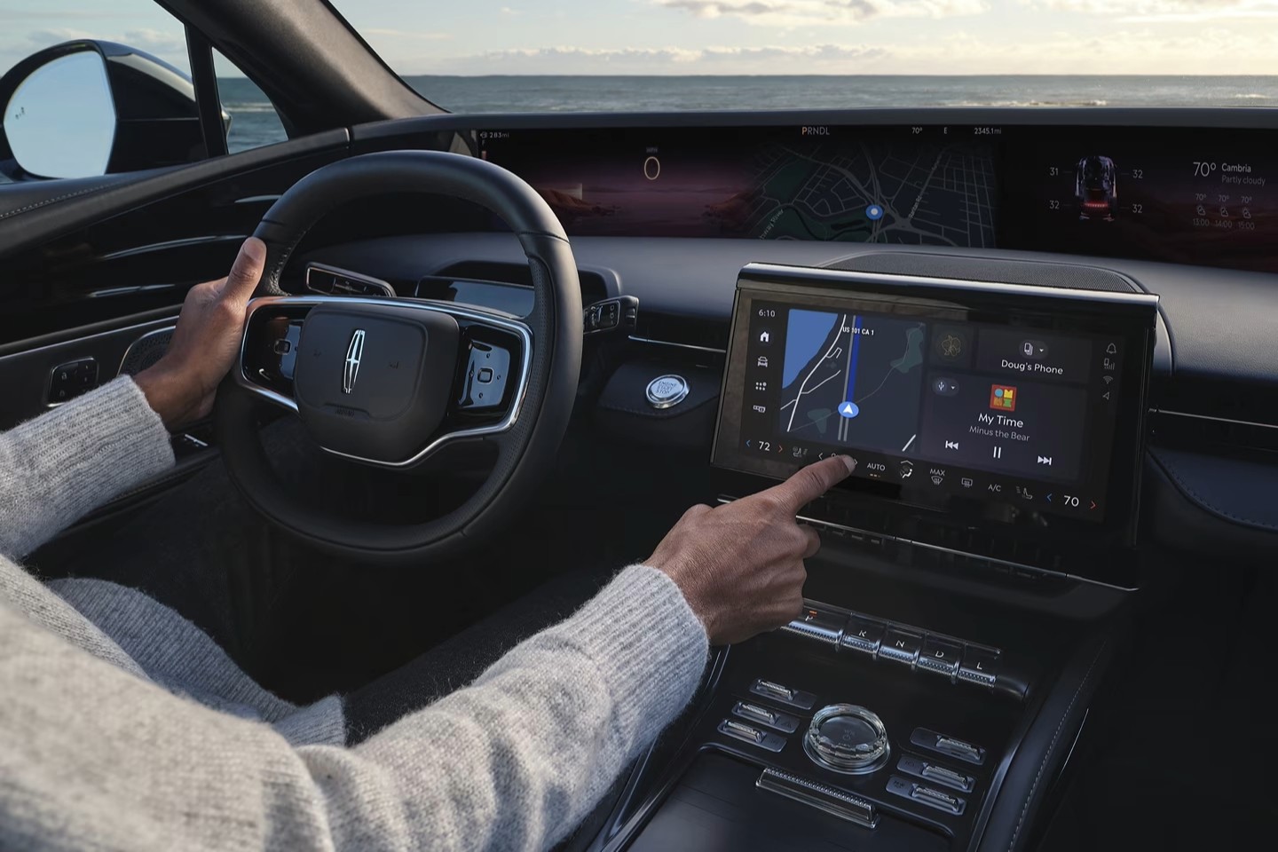 The touchscreen inside a Lincoln vehicle.