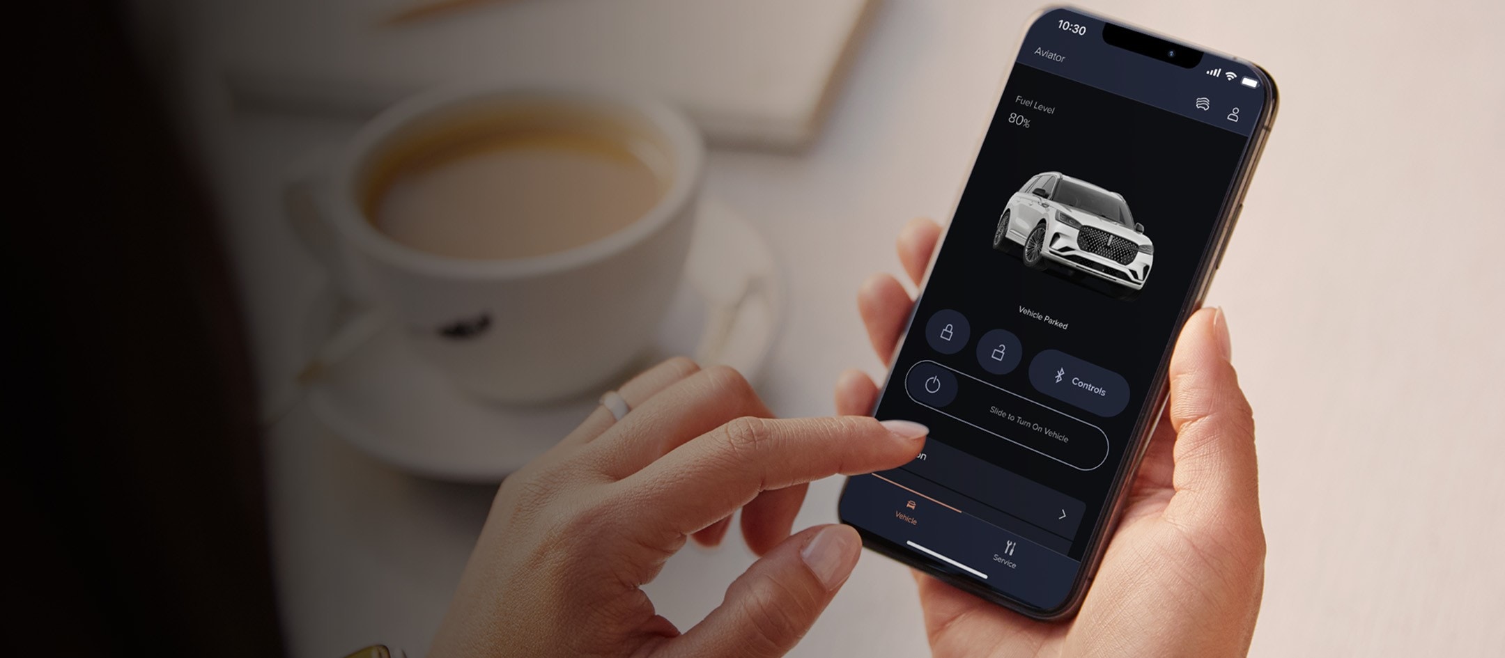 Woman using Lincoln Way app