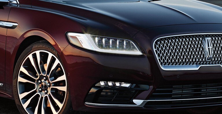 A close up of a Lincoln vehicles Adaptive Headlamps which is part of Co Pilot 3 60