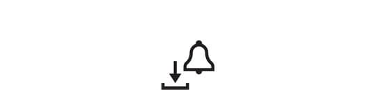 Down arrow with bell icon