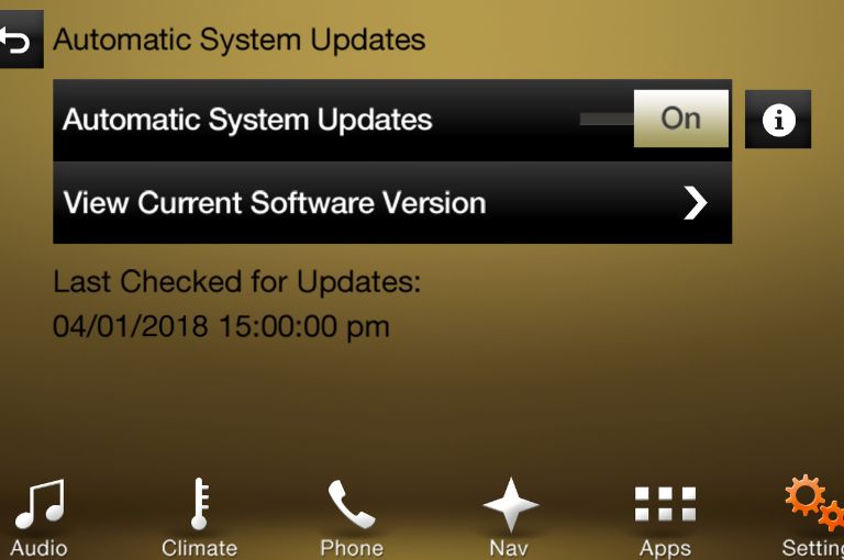 SYNC 3 display indicating Automatic System Updates.