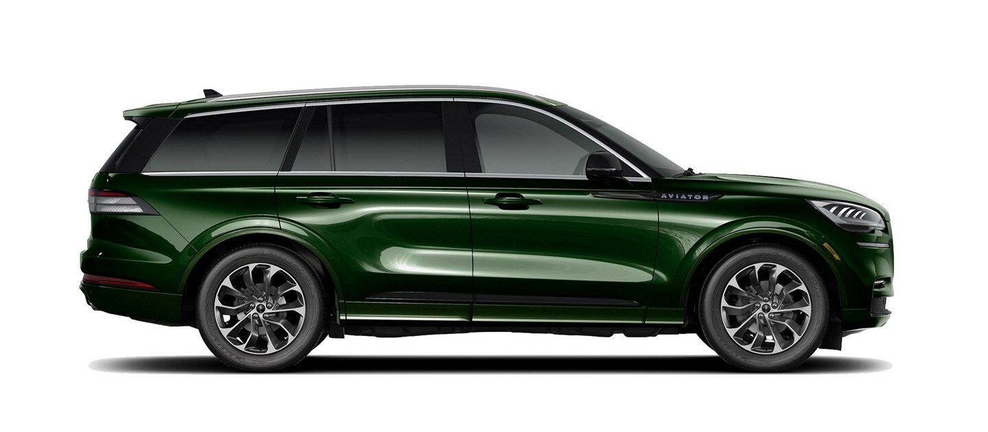 A 2023 Lincoln Aviator® Grand Touring model is shown in Gilded Green exterior colour