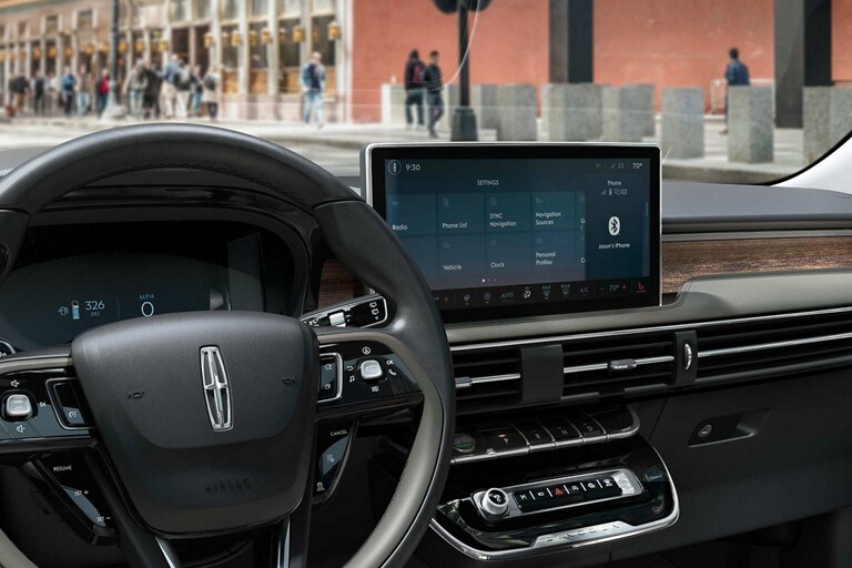 The centre touchscreen of a 2023 Lincoln Corsair SUV display features settings