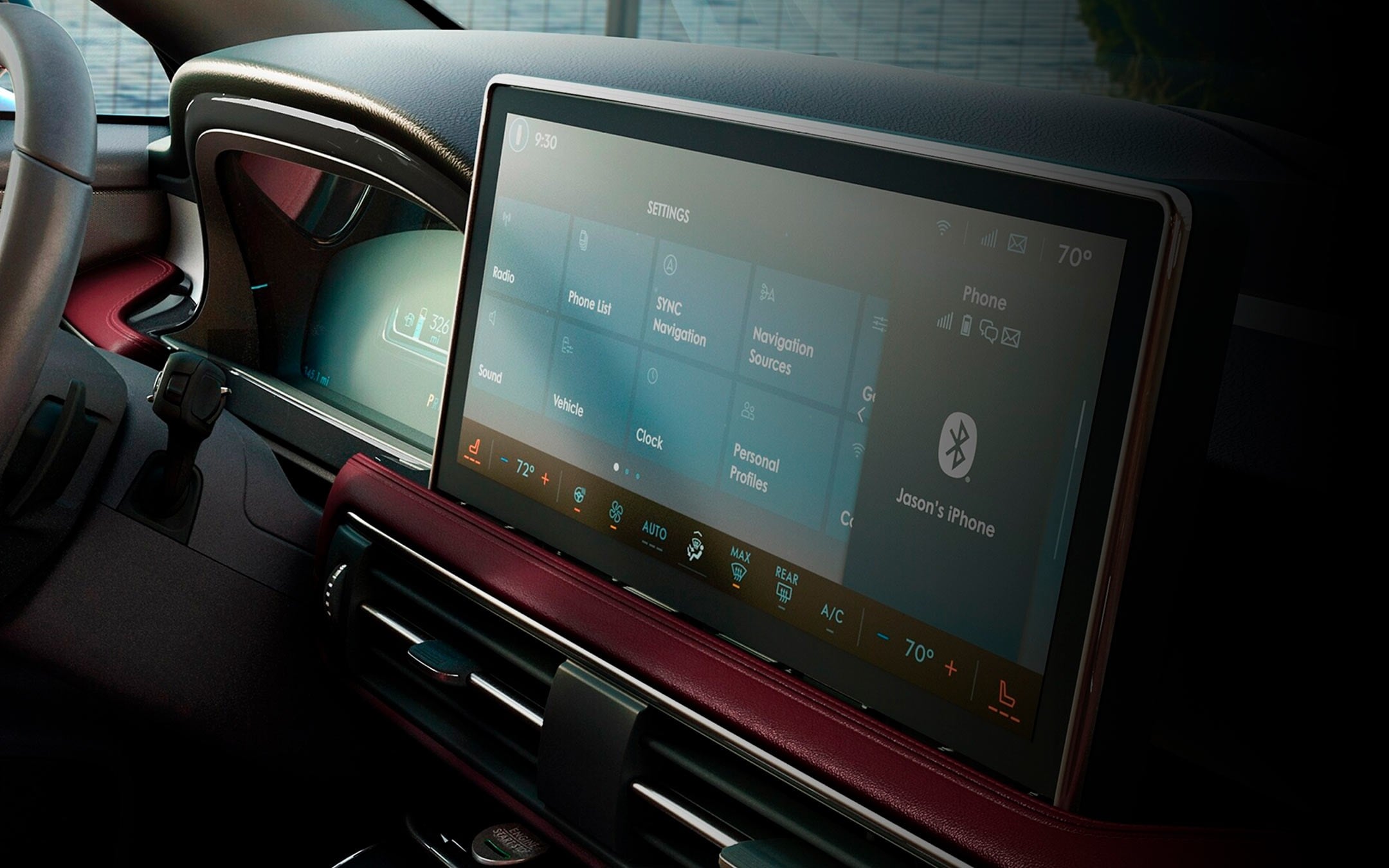 The centre touchscreen of a 2026 Lincoln Corsair plays host to the SYNC®4 interface