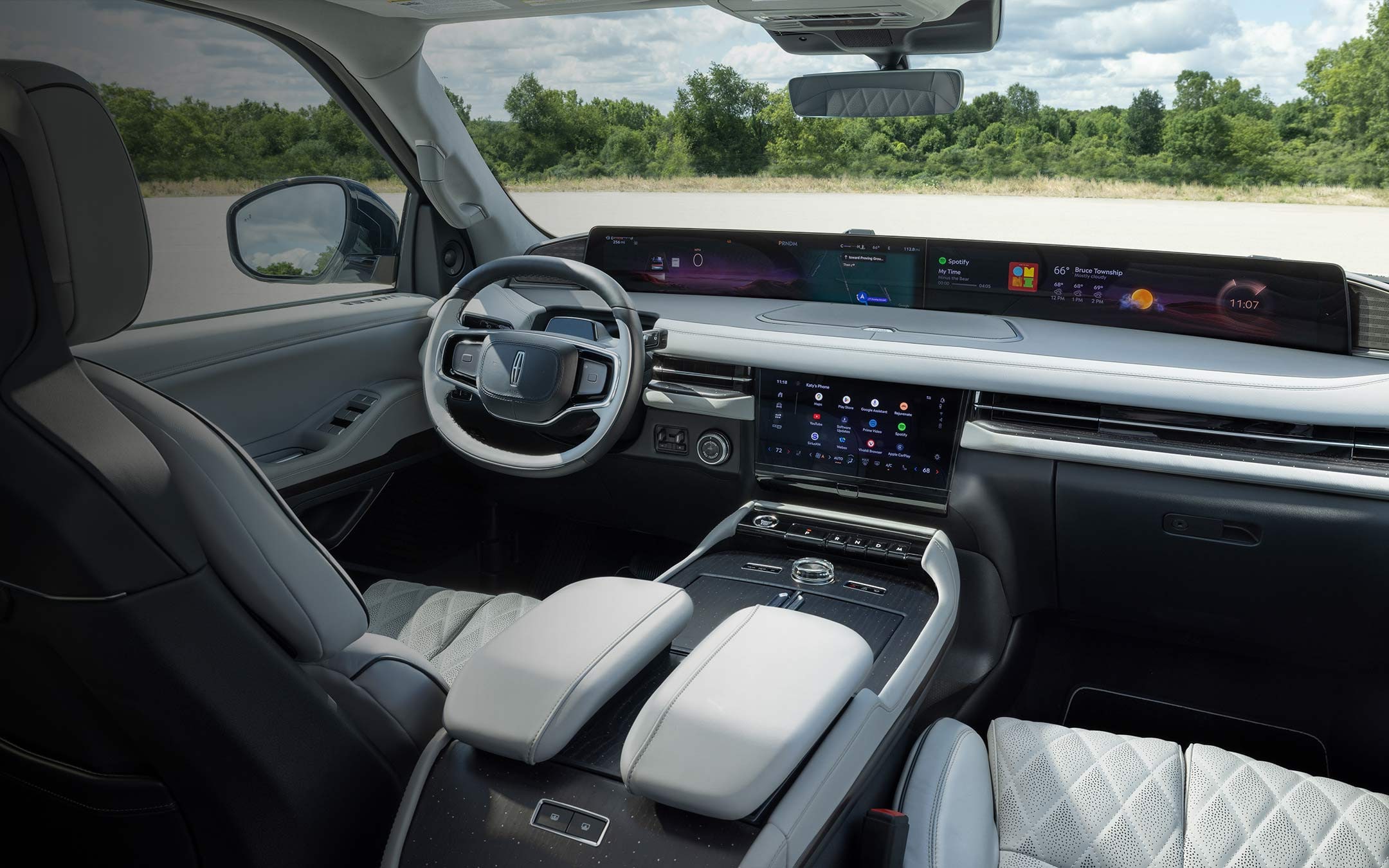 The interior of a 2025 Lincoln Black Label Navigator® SUV with the Atmospheric theme
