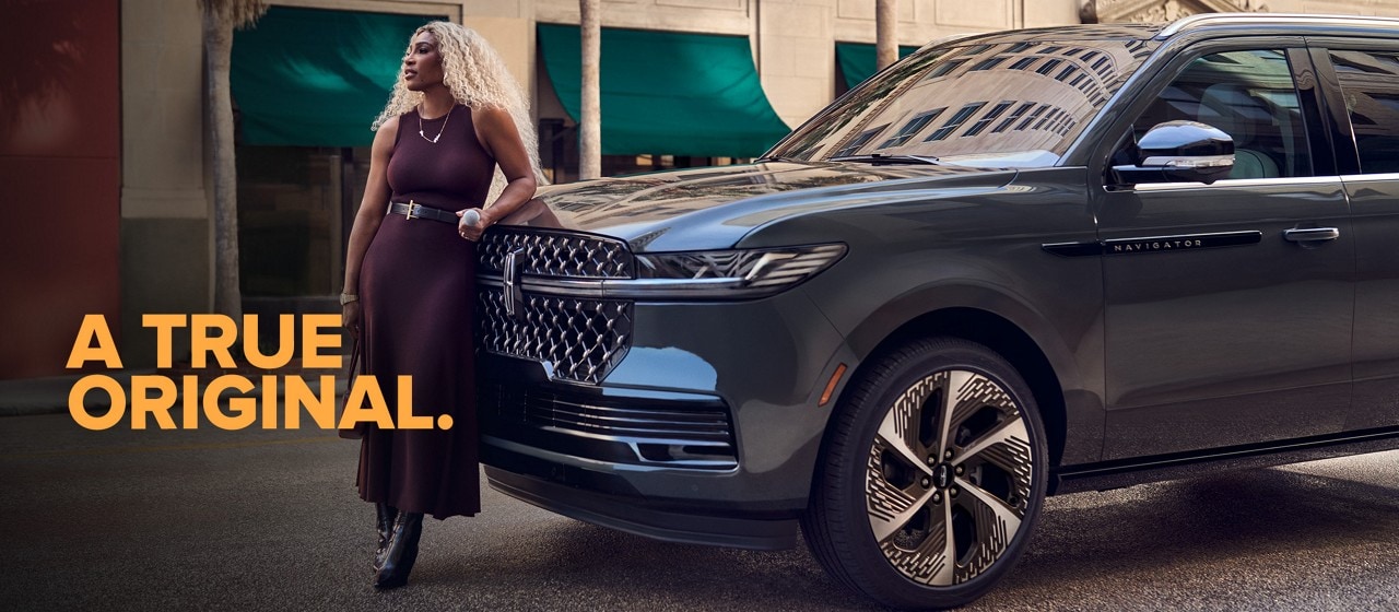 A True Original. Serena Williams standing next to the 2025 Lincoln Navigator.