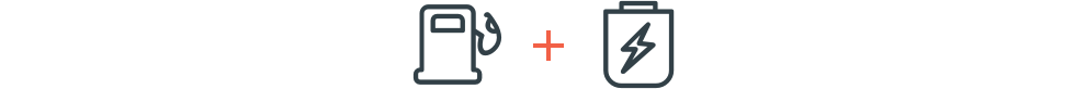 An Image of a gas pump icon and a battery icon.