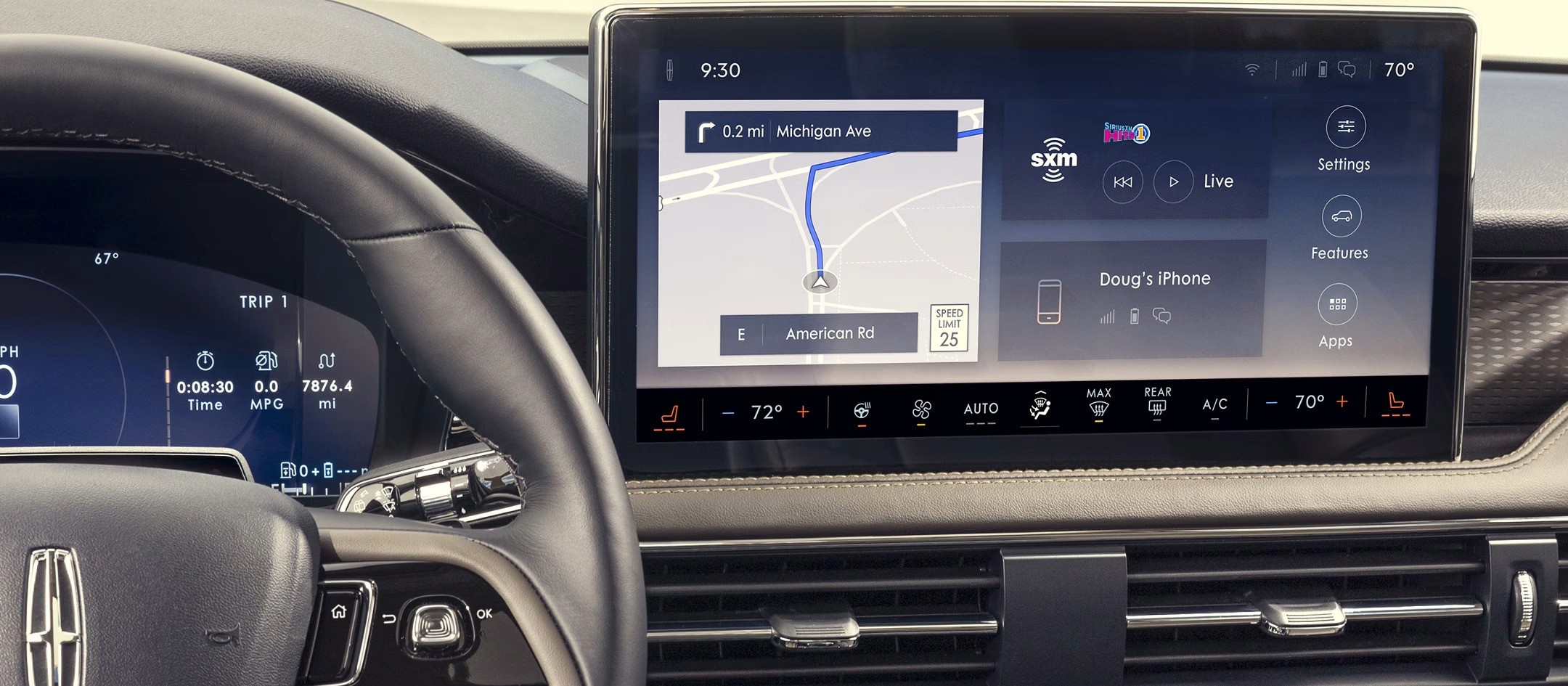 The interior of a Lincoln vehicle.