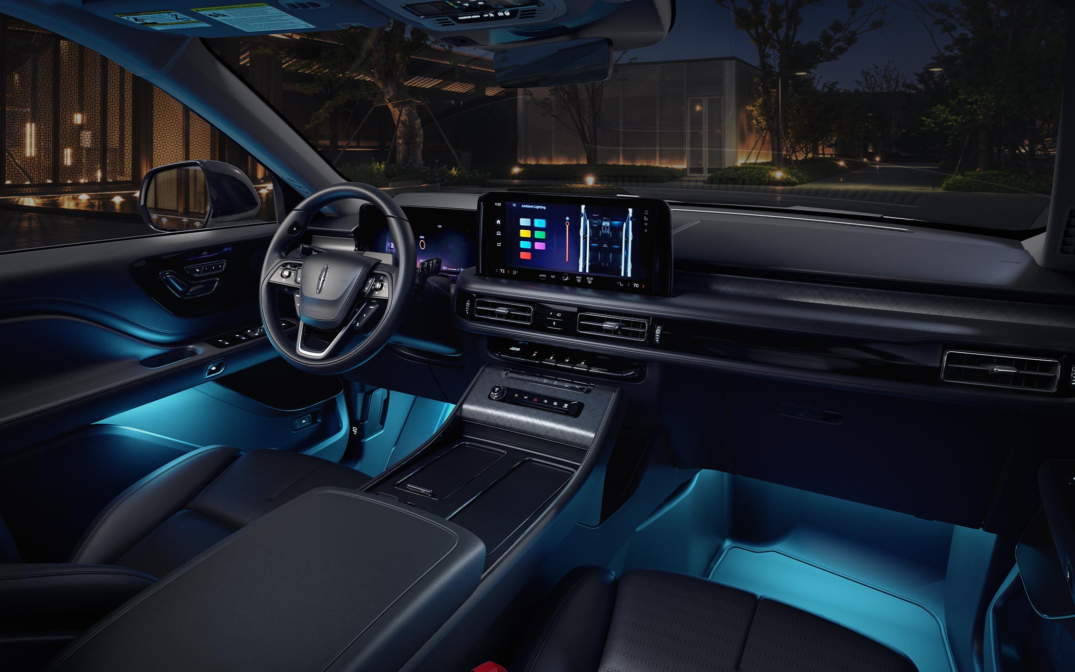 The ambient lighting inside the 2025 Lincoln Aviator