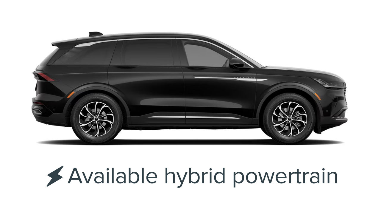 The 2026 Lincoln Nautilus® is shown in Infinite Black exterior color. Available hybrid powertrain.