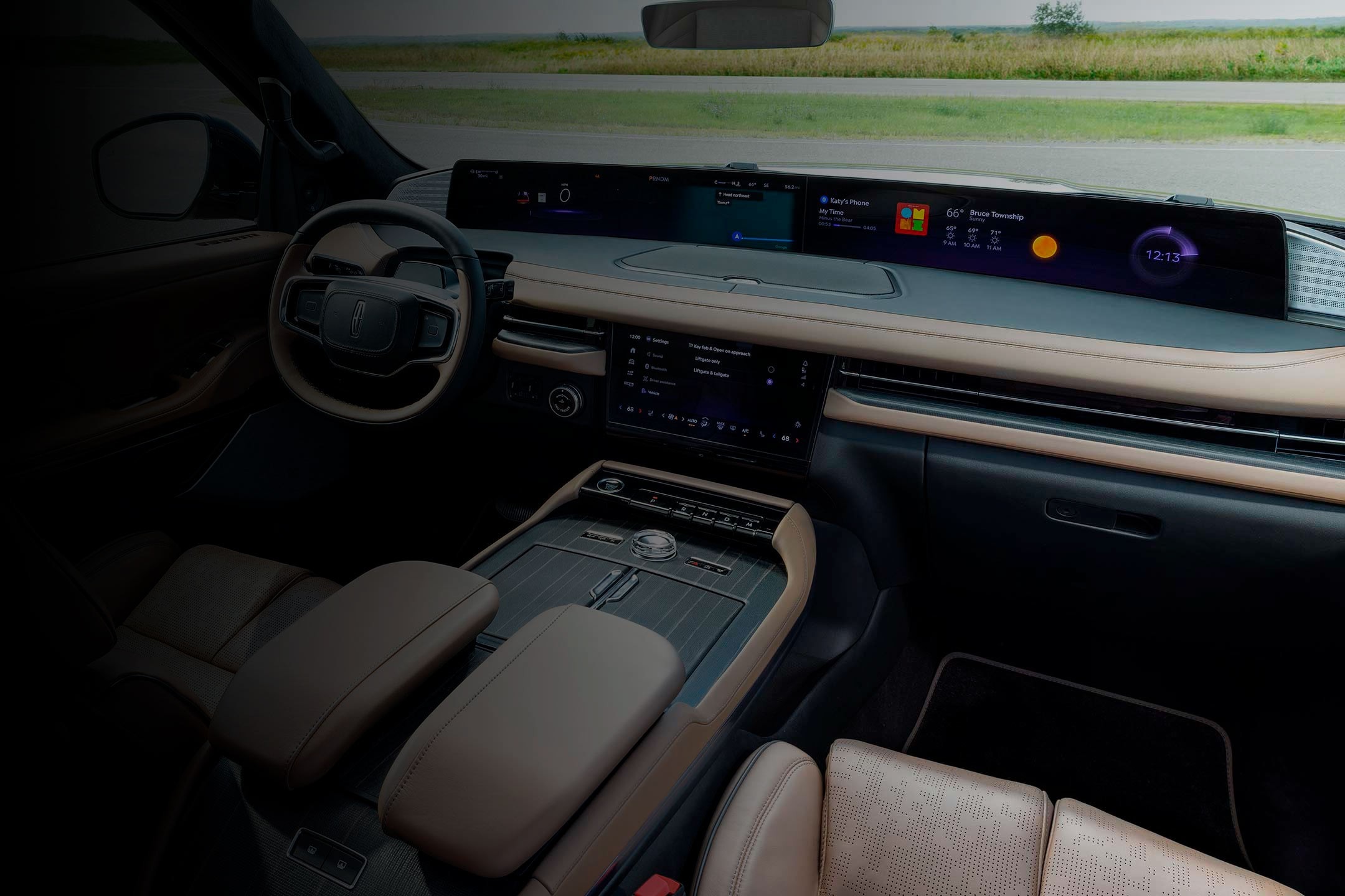 The interior of a 2025 Lincoln Black Label Navigator® SUV with the Enlighten theme