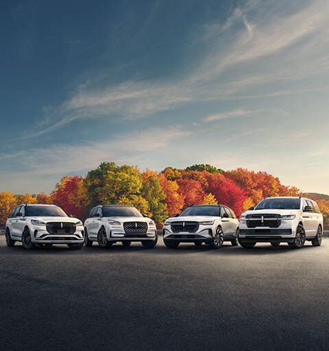 The Lincoln Navigator, Aviator, Corsair and Nautilus next to each other.