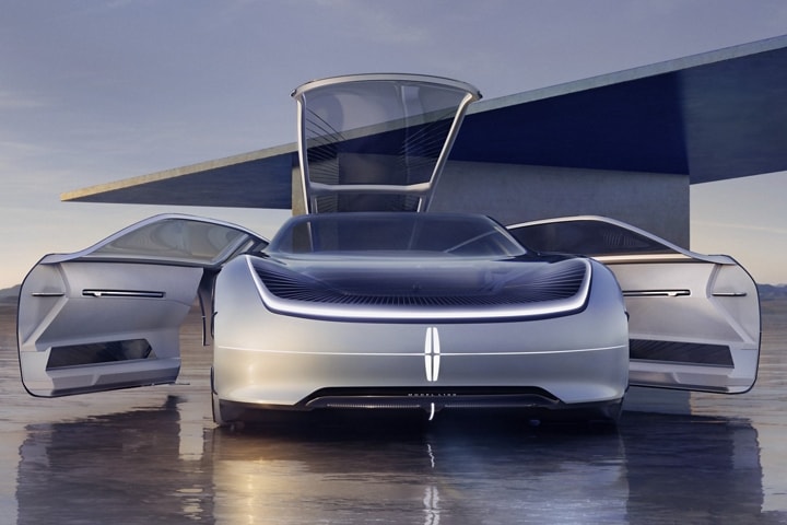 The Lincoln Model L100 Concept is shown here on thin layer of water.