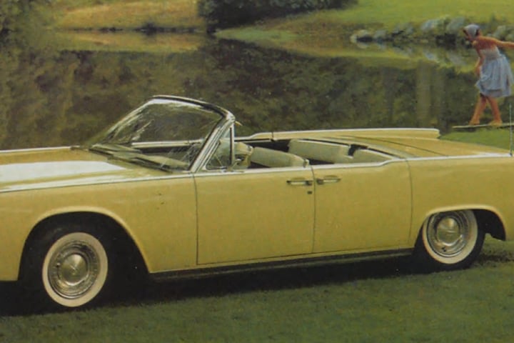A classic four-door Lincoln Continental is shown here