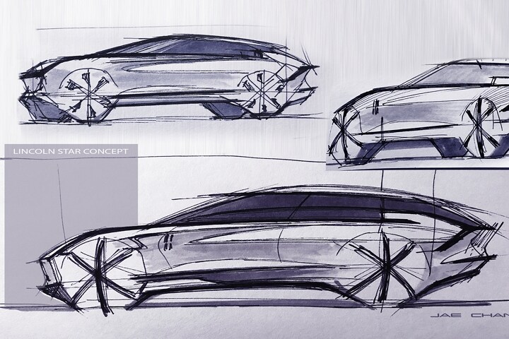 A rendering of the exterior of the Lincoln Star Concept vehicle is shown here.