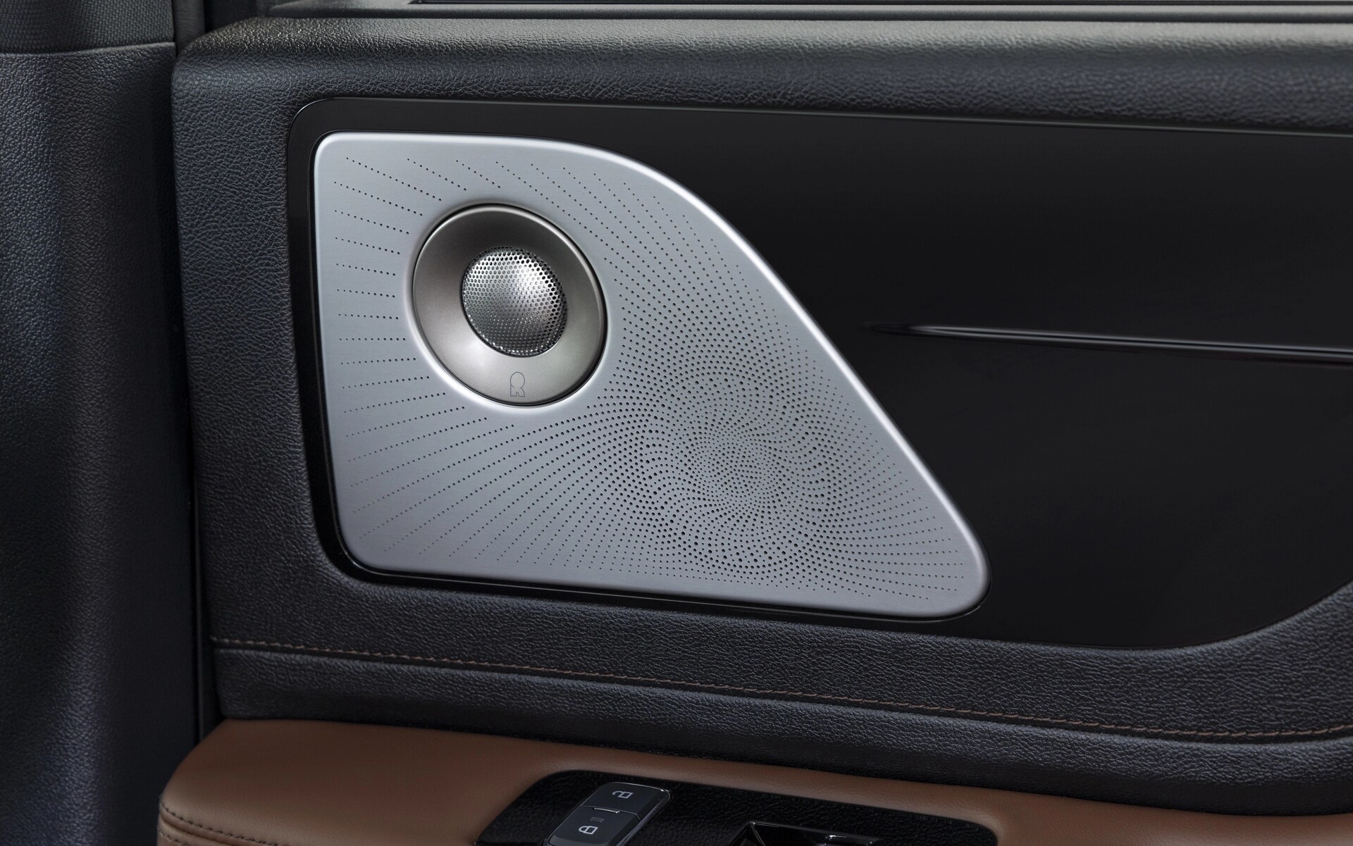 A speaker cover of the audio system in a 2026 Lincoln Aviator
