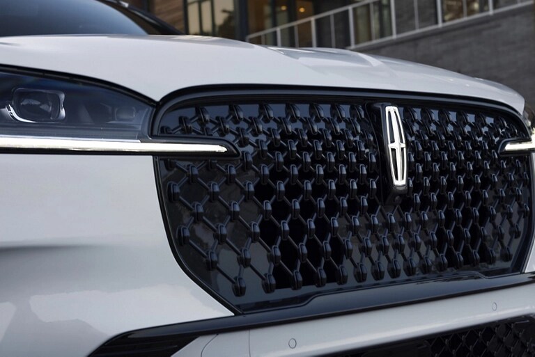 The front grille of a 2026 Lincoln Aviator® SUV is shown