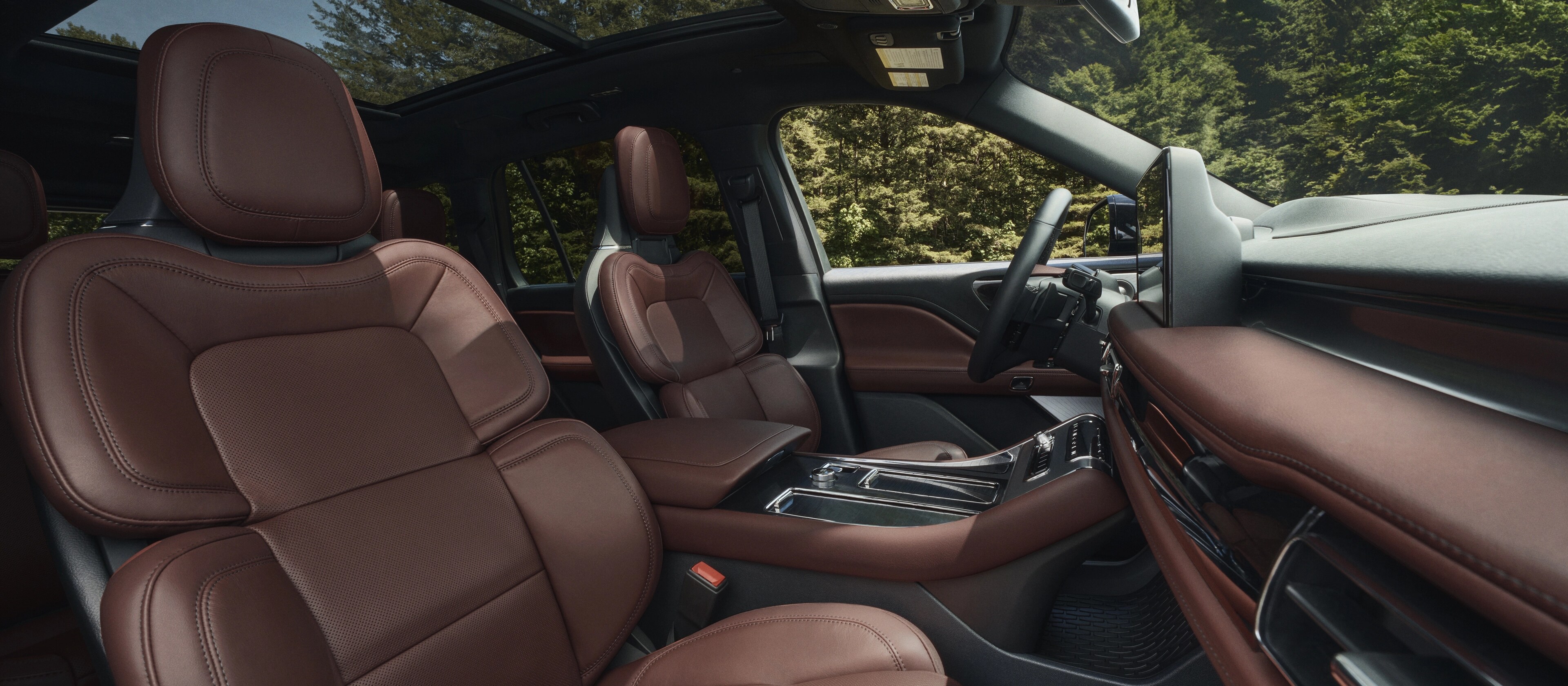 The interior of a 2026 Lincoln Aviator with available Perfect Position front seats