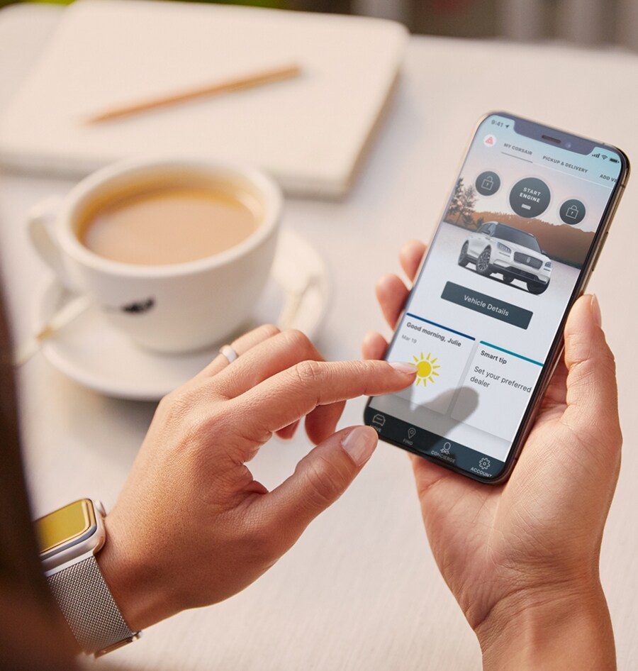 Woman using Lincoln Way app