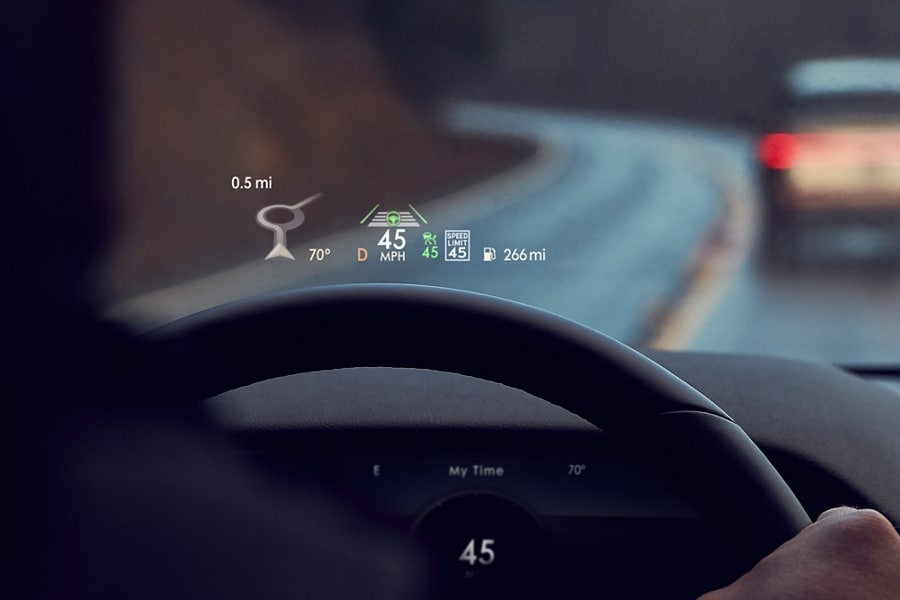 Available Head-Up Display being projected on the windshield of the 2023 Lincoln Aviator®