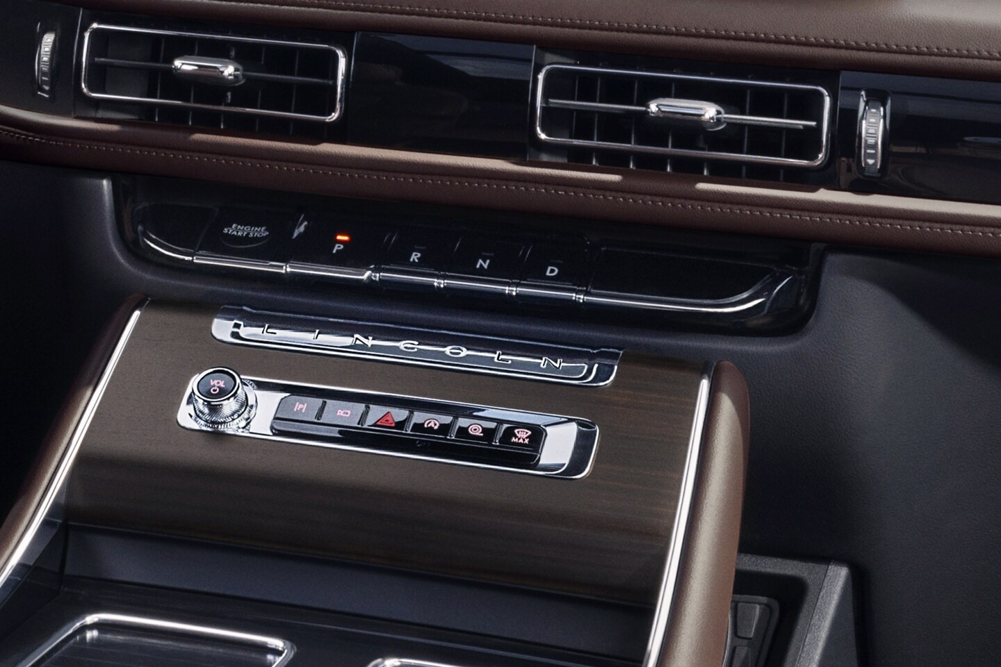 The Piano Key Shifters of a 2025 Lincoln Aviator are shown