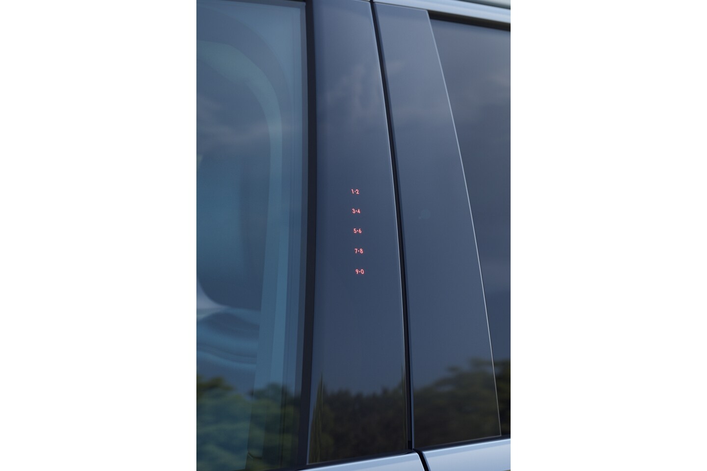 Illuminated numbers on the door frame of a 2025 Lincoln Aviator enable keyless entry