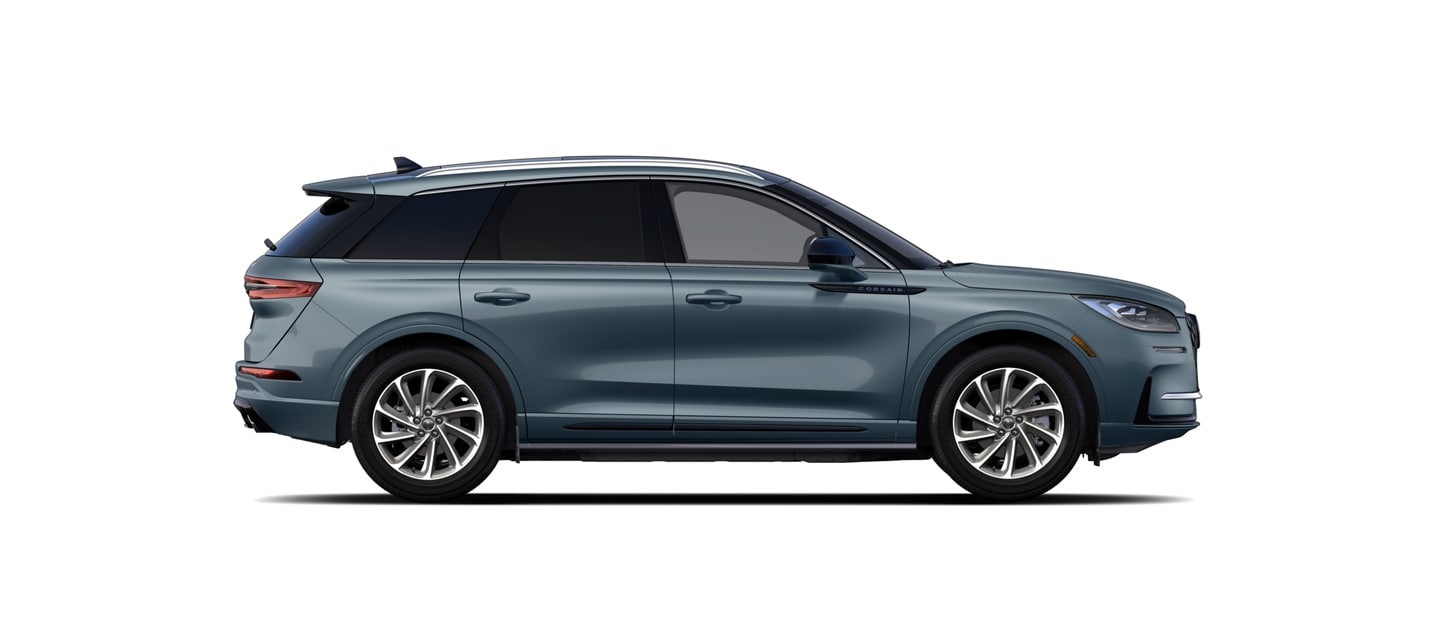 A profile image of the 2023 Lincoln Corsair Grand Touring SUV shows sleek design