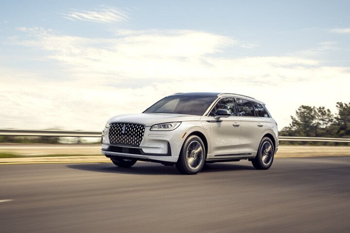 A 2023 Lincoln Corsair Grand Touring model in Pristine White exterior colour