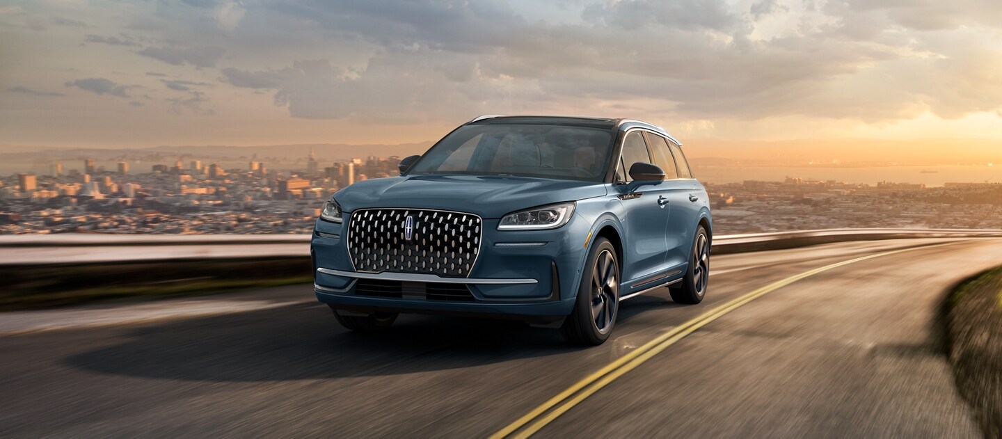 Chrome, geometry and negative space make the grille of the 2023 Lincoln Corsair Grand Touring model grille breathtaking