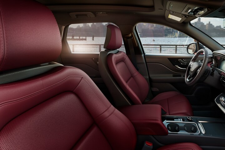 The perfect position front seats in creamy cashew leather show off comfort that hugs your every curve