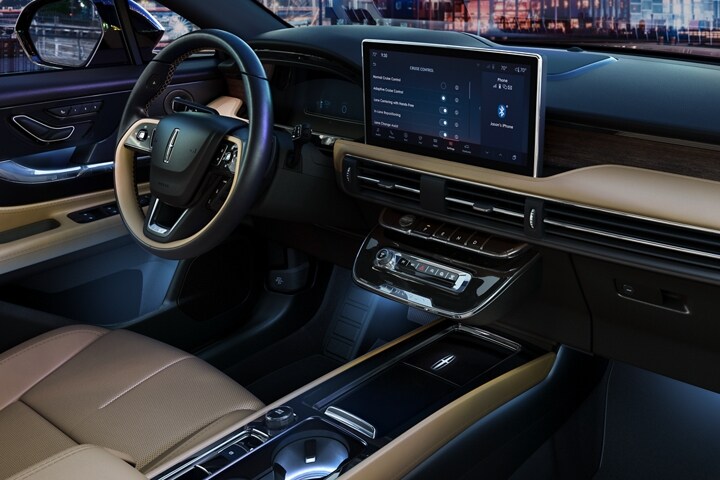 The centre touchscreen of a 2023 Lincoln Corsair SUV displays Bluetooth capabilities