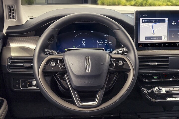 The information cluster behind the steering wheel of a 2025 Lincoln Corsair offers helpful information