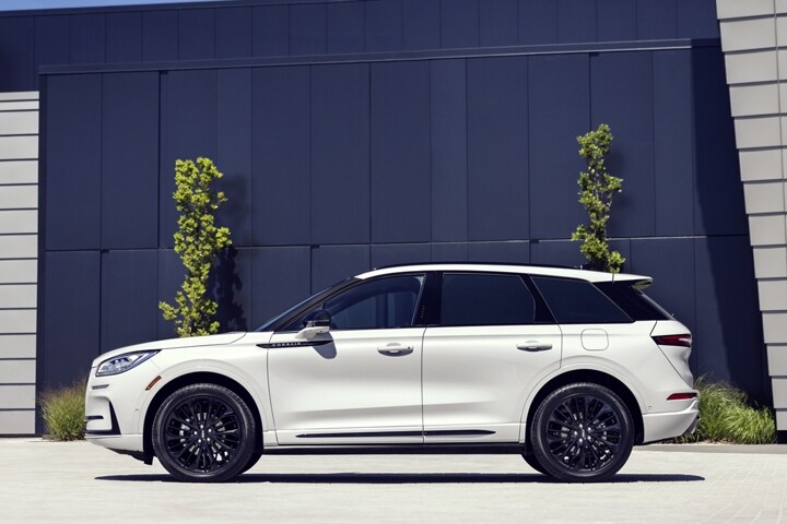A profile view of a 2025 Lincoln Corsair shows off sleek lines