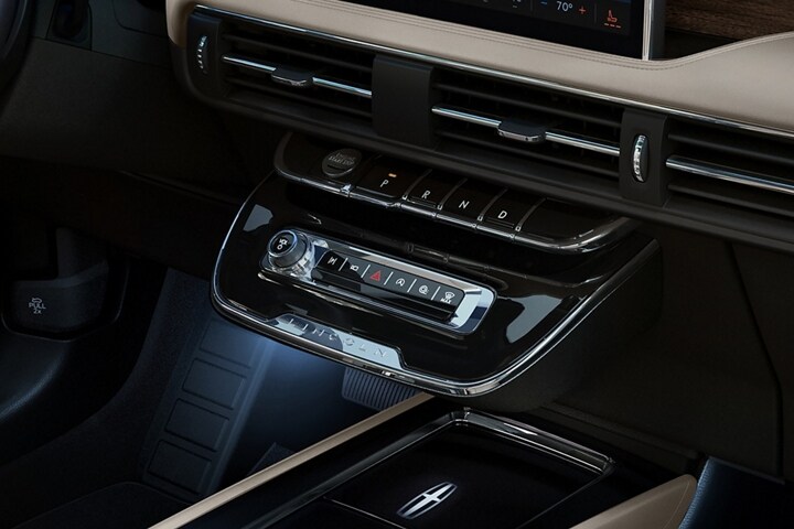 The Piano Key Shifter is seen from inside a 2025 Lincoln Corsair
