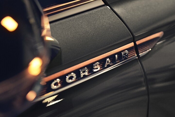 The badge reading Corsair is shown on the front passenger door of a 2026 Lincoln Corsair