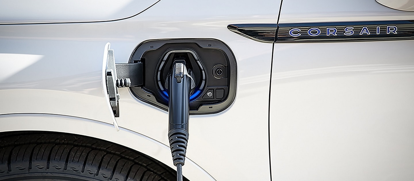 A 2026 Lincoln Corsair Grand Touring is being charged with a Lincoln Mobile Charging Cord