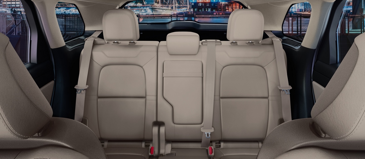 The 2nd-row of a 2026 Lincoln Corsair shows off impeccable leather detail