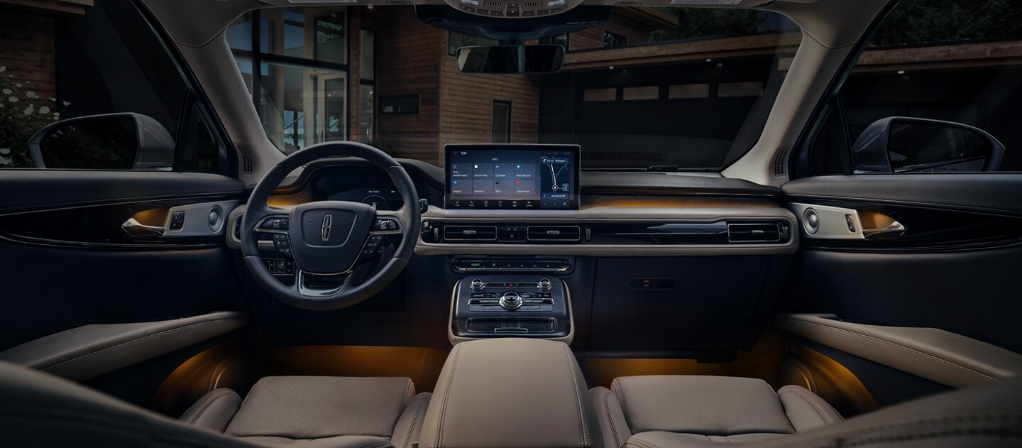 The interior of a 2023 Lincoln Nautilus SUV is shown