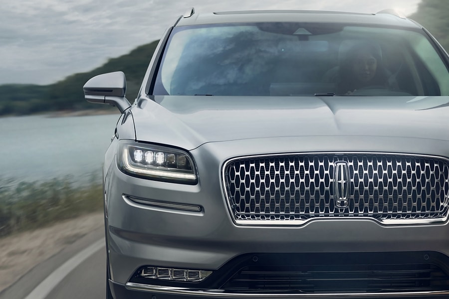 A close-up image of the LED headlamps that help place light in the direction that the 2023 Lincoln Nautilus SUV is heading