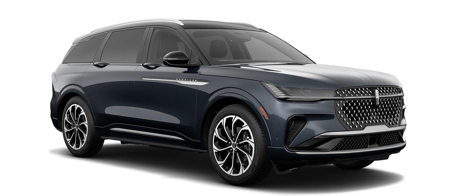 A 2024 Lincoln Nautilus Reserve model is shown in the extra-cost Blue Panther exterior colour