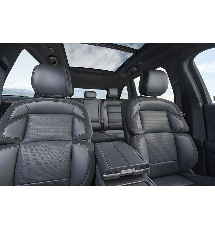 The interior of a 2025 Lincoln Nautilus SUV is shown offering ample room