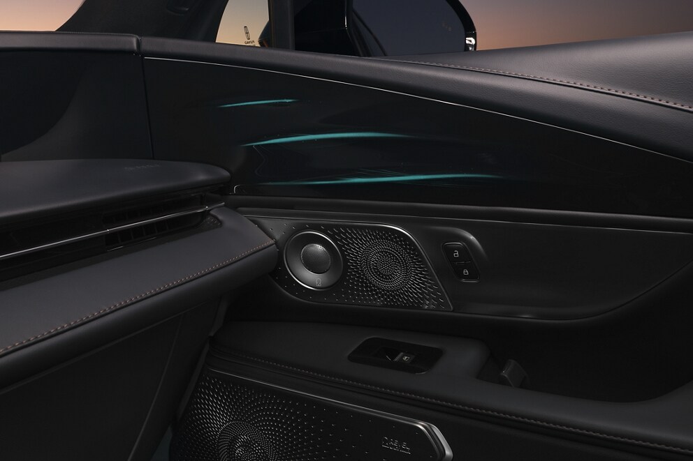 A speaker cover of the 28-speaker Available Revel® Ultima 3D Audio System dazzles with great detail
