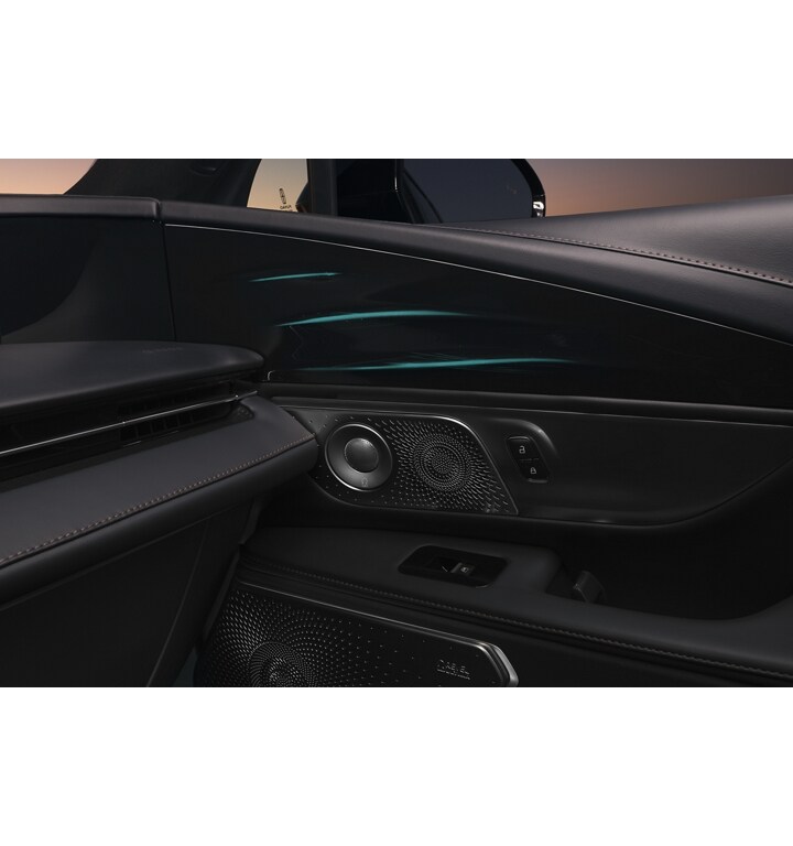 A speaker cover of the 28-speaker available Revel® Ultima 3D Audio System dazzles with great detail