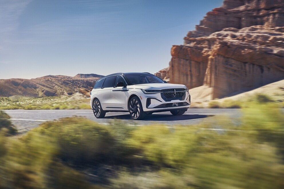 A 2026 Lincoln Nautilus is being driven on a remote roadway