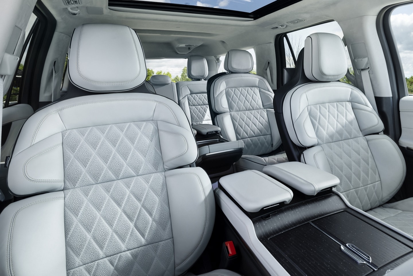 The perfect Position front seats of a 2025 Lincoln Black Label Navigator® SUV in the Atmospheric theme