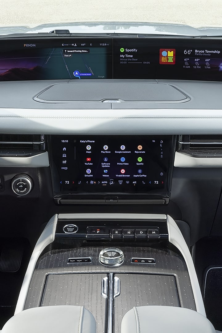 The interior of a 2025 Lincoln Black Label Navigator® SUV with the Atmospheric theme